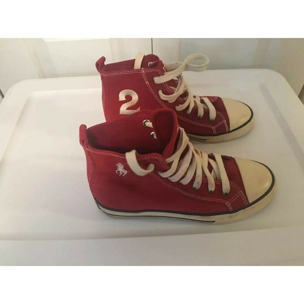 Polo Ralph Lauren Canvas Black Red High‎ Tops-Sz 4